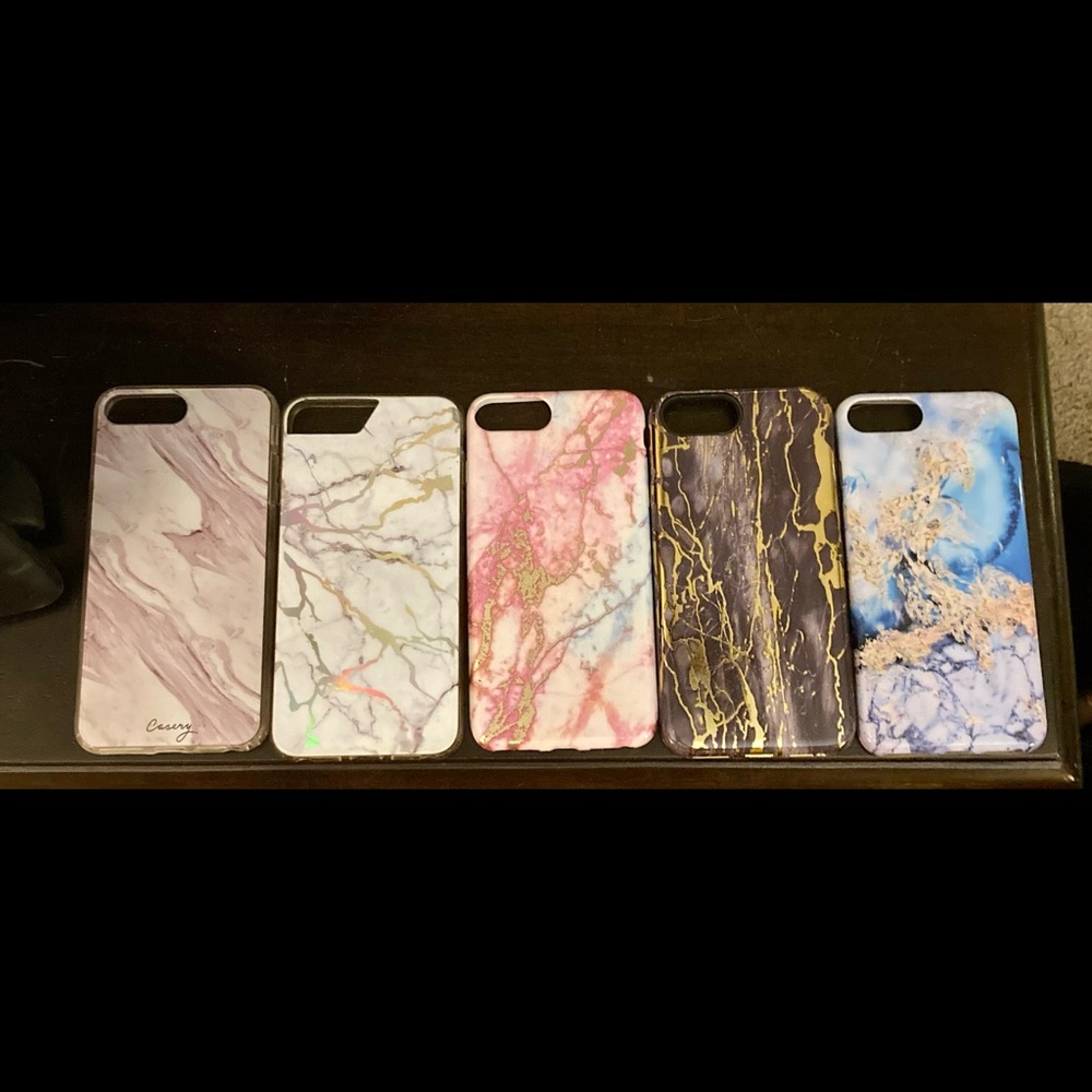 iPhone 7 Plus or 8 plus cases.  Fun marble designs.  Set of 5.